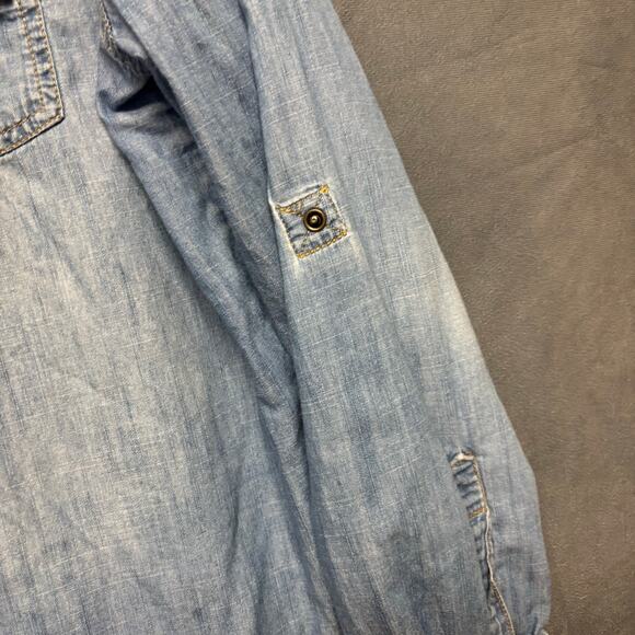 Vintage Arizona Jean Denim Shirt Snap Button Convertible Faded Y2K 90s Western - Picture 7 of 13